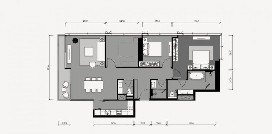 Condominium floor plan «2BR-59», 2 bedrooms in Tait 12