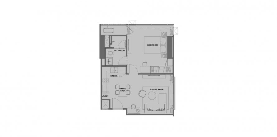Condominium floor plan «1BR-48», 1 bedroom in Anil Sathorn 12