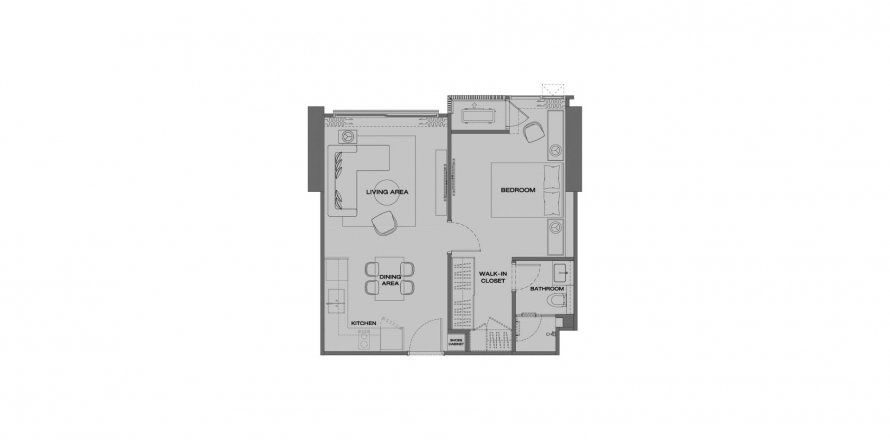 Condominium floor plan «1BR-49», 1 bedroom in Anil Sathorn 12