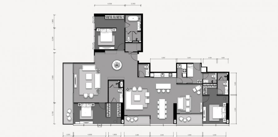 Condominium floor plan «2BR-60», 2 bedrooms in Tait 12