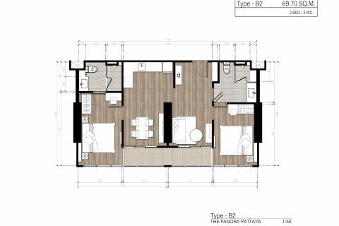 Apartamento de 2 dormitorios en Pattaya, Tailandia № 101440 - foto 22