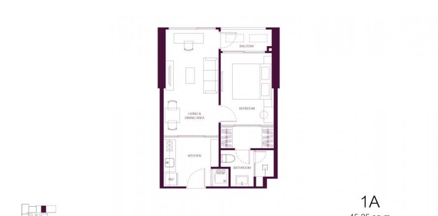 Condominio de 1 dormitorio en Bangkok, Tailandia № 132587