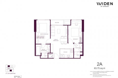 Eigentumswohnung in Bangkok, Thailand, 2 Schlafzimmer  № 132586