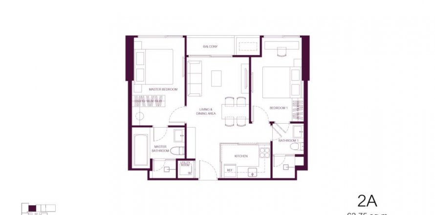 Condominio de 2 dormitorios en Bangkok, Tailandia № 132586