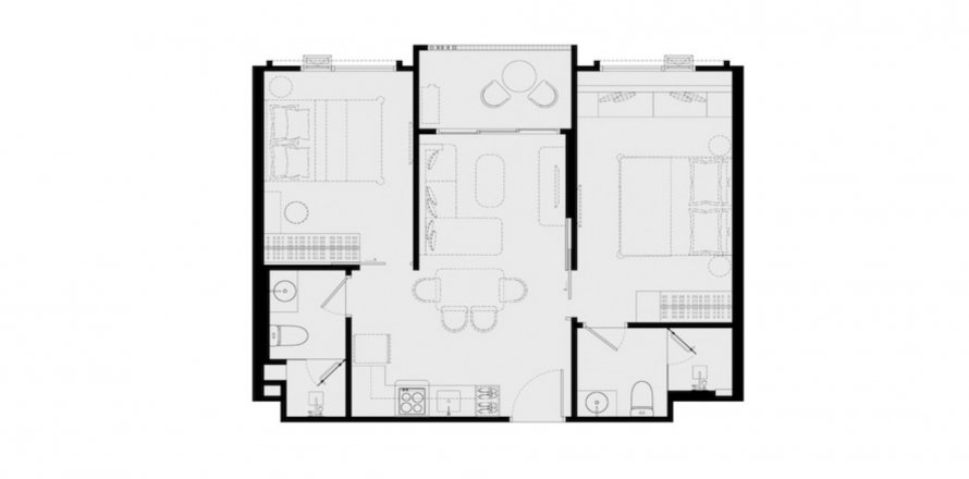 Apartment floor plan «2BR-5», 2 bedrooms in Title Serenity Naiyang