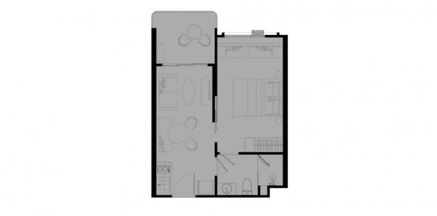 Apartment floor plan «1BR-4», 1 bedroom in Title Serenity Naiyang