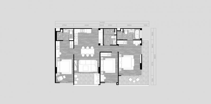 Wohnung Grundriss «THE OZONE OASIS CONDOMINIUM PHASE II», 3 Schlafzimmer in THE OZONE OASIS CONDOMINIUM PHASE II