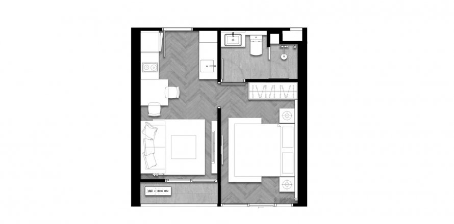 Condominium floor plan «1BR-5», 1 bedroom in The Ozone Signature Condominium