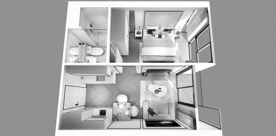 Condominium floor plan «1BR-5», 1 bedroom in The Ozone Signature Condominium