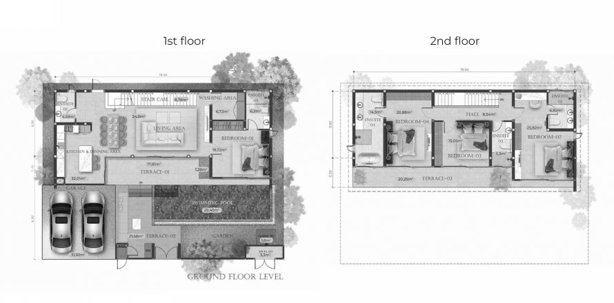 Планировка Виллы «Capella Villas» 4 спальни в ЖК Capella Villas