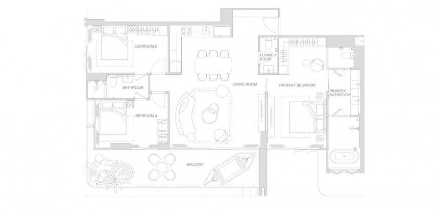 Apartment floor plan «Surfhouse Residence», 3 bedrooms in Surfhouse Residences