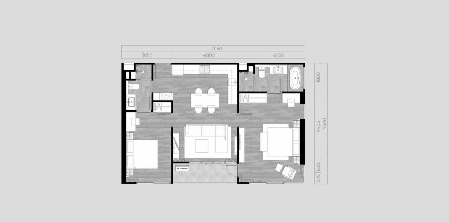 Plano de planta de apartamento «THE OZONE OASIS CONDOMINIUM PHASE II», 2 dormitorios in THE OZONE OASIS CONDOMINIUM PHASE II