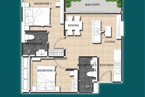 Apartment on Jomtien Beach, Pattaya, Thailand 2 bedrooms № 101477 - photo 10