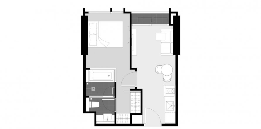 Condominium floor plan «1BR-51», 1 bedroom in Park Origin Thonglor