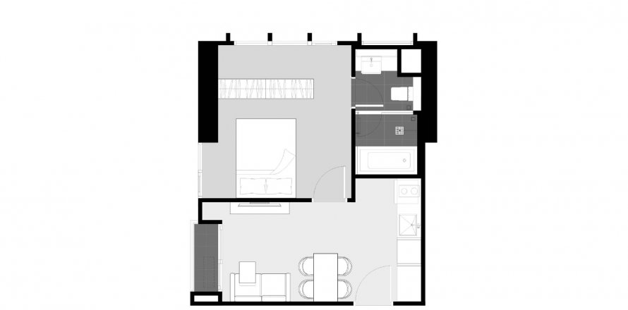 Планировка Кондоминиума «1BR-53» 1 спальня в ЖК Park Origin Thonglor