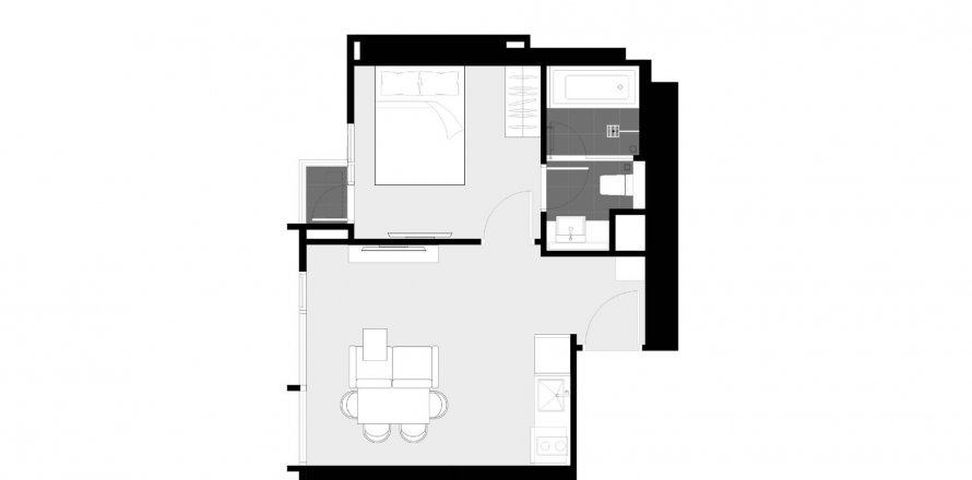 Condominium floor plan «1BR-54», 1 bedroom in Park Origin Thonglor