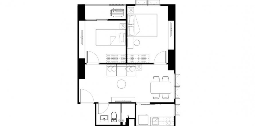 Apartment floor plan «2BR-9», 2 bedrooms in building Tower B Supalai Parc Ekkamai-Pattanakarn in Suan Luang, Bangkok, Thailand, Supalai Parc Ekkamai-Pattanakarn