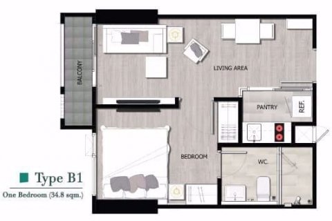Eigentumswohnung in Huai Khwang, Bangkok, Thailand, 1 Schlafzimmer  № 76855 - Foto 9