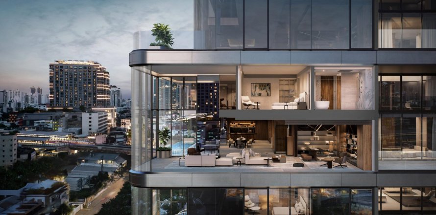 Dúplex de 3 dormitorios en Porsche Design Tower Bangkok, Khlong Toei, Bangkok, Tailandia № 130809