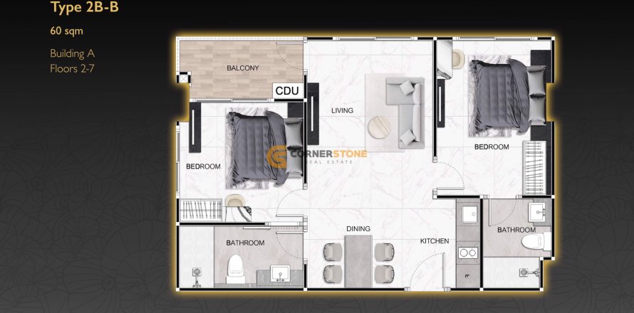 Estudio en el condominio en Pattaya, Tailandia № 120153