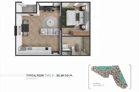 Condominio de 1 dormitorio en Bang Tao, Tailandia № 78623 - foto 4