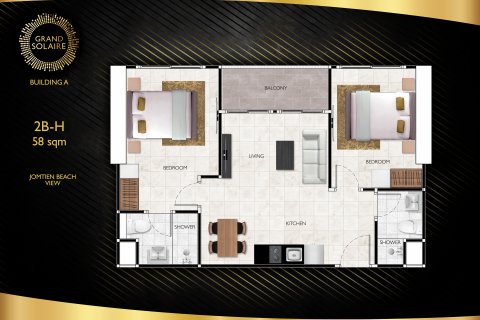 Apartamento de 2 dormitorios en Pattaya, Tailandia № 101408 - foto 15