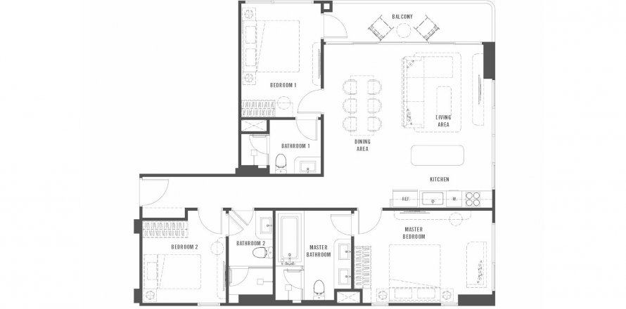 Eigentumswohnung Grundriss «The Standard Residences», 3 Schlafzimmer in The Standard Residences