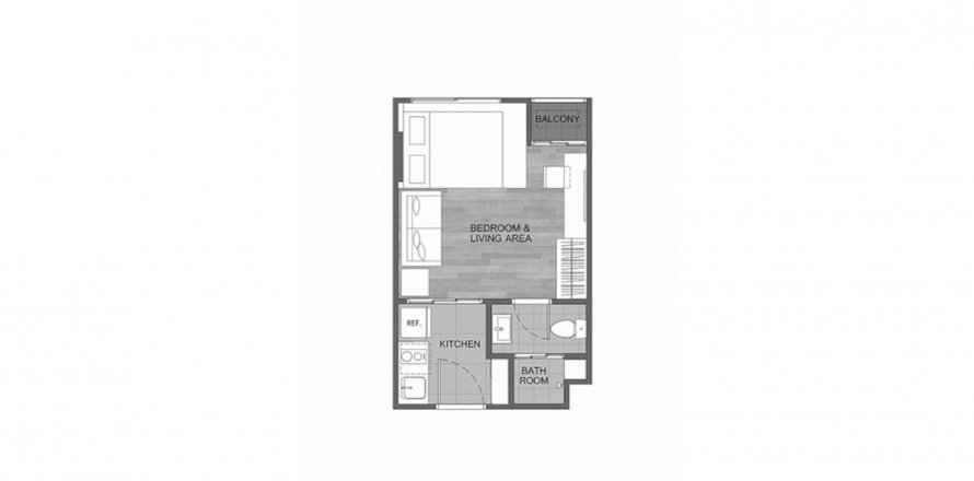 คอนโดมิเนียม ผังพื้น «THE MUVE Sukhumvit 107», 1 ห้องนอน ใน THE MUVE Sukhumvit 107