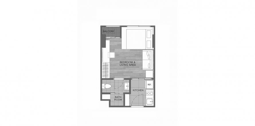 คอนโดมิเนียม ผังพื้น «THE MUVE Sukhumvit 107», 1 ห้องนอน ใน THE MUVE Sukhumvit 107