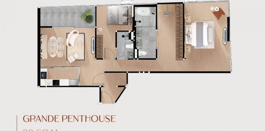 Penthouse in Bangkok, Thailand 2 Schlafzimmer № 124593