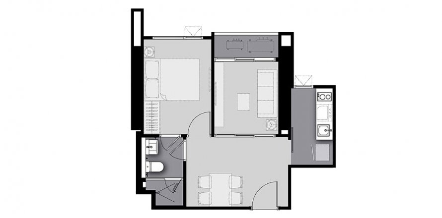 Condominium floor plan «1BR-42», 1 bedroom in Life Sathorn Sierra
