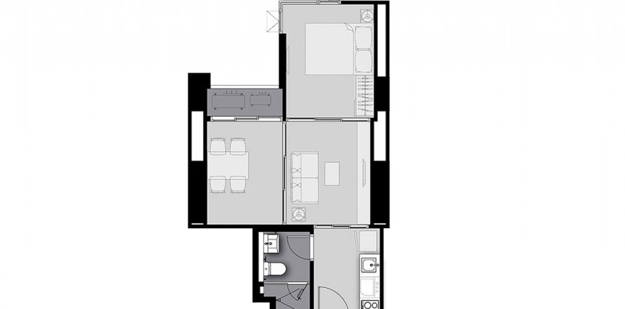 Eigentumswohnung Grundriss «1BR-41», 1 Schlafzimmer in Life Sathorn Sierra
