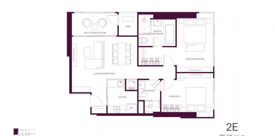 Condominio de 2 dormitorios en Bangkok, Tailandia № 132581