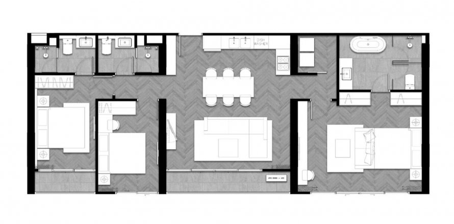 Condominium floor plan «3BR-8», 3 bedrooms in The Ozone Signature Condominium