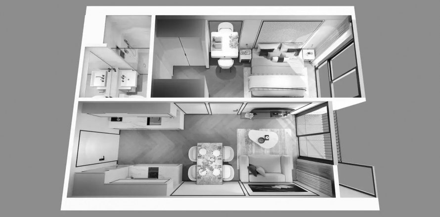 Condominium floor plan «1BR-6», 1 bedroom in The Ozone Signature Condominium
