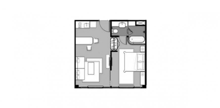 Планировка Квартиры «1BR-42» 1 спальня в ЖК InterContinental Residences Hua Hin